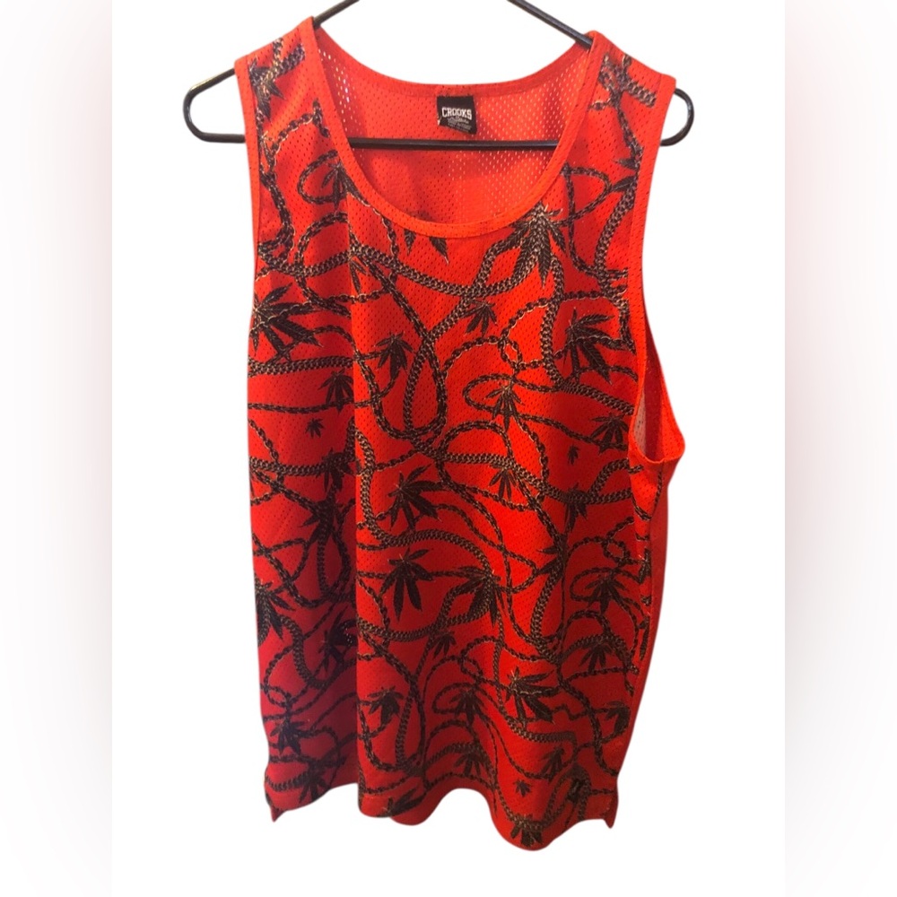 Crooks & Castles Chain Leaf Tank Top Red 2XL
